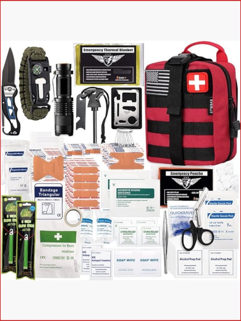 250 Pcs Survival First Aid Kit Molle Pouch Outdoor Gear Emergency Kit Camping